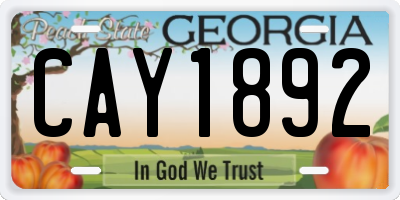 GA license plate CAY1892