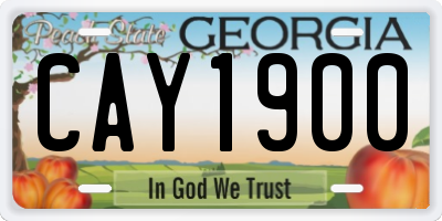 GA license plate CAY1900