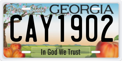 GA license plate CAY1902