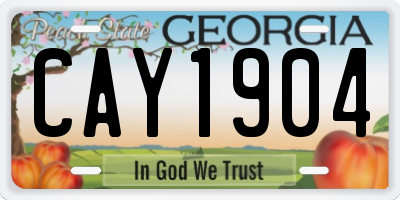 GA license plate CAY1904