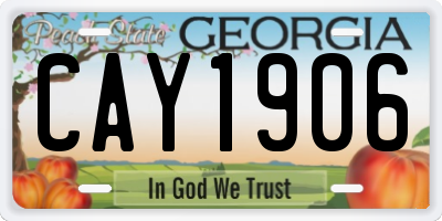 GA license plate CAY1906