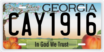 GA license plate CAY1916
