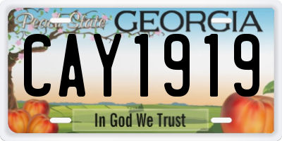 GA license plate CAY1919