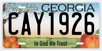 GA license plate CAY1926