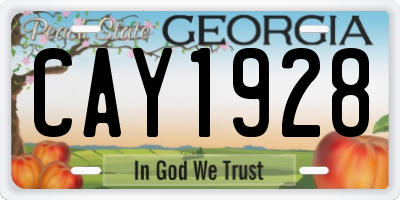 GA license plate CAY1928