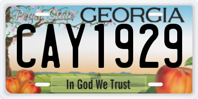 GA license plate CAY1929