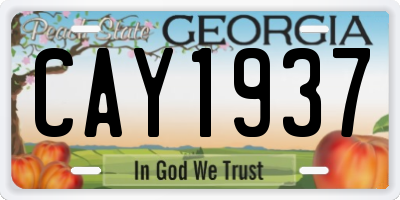 GA license plate CAY1937