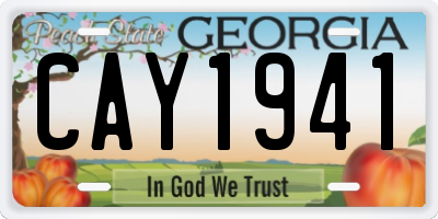 GA license plate CAY1941