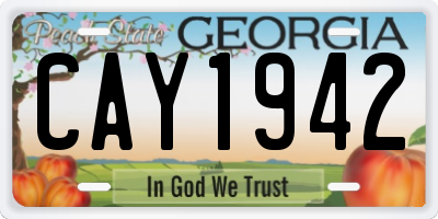 GA license plate CAY1942
