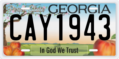 GA license plate CAY1943