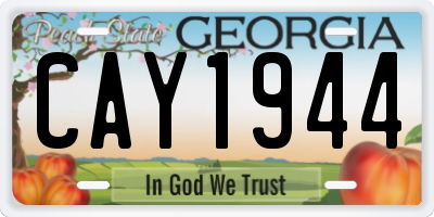 GA license plate CAY1944