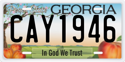 GA license plate CAY1946