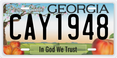 GA license plate CAY1948
