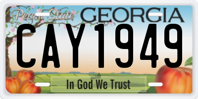 GA license plate CAY1949
