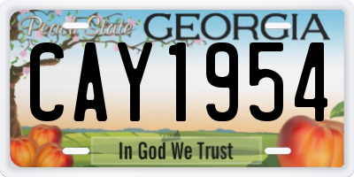 GA license plate CAY1954