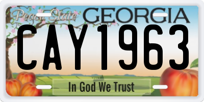 GA license plate CAY1963