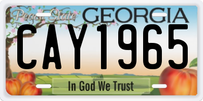 GA license plate CAY1965