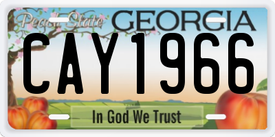 GA license plate CAY1966