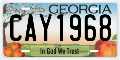 GA license plate CAY1968