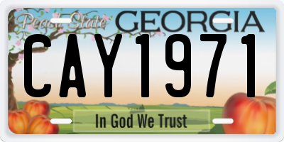 GA license plate CAY1971