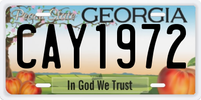 GA license plate CAY1972
