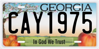 GA license plate CAY1975