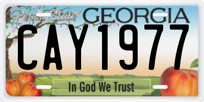 GA license plate CAY1977