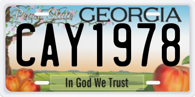 GA license plate CAY1978