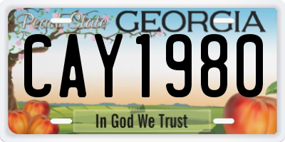 GA license plate CAY1980