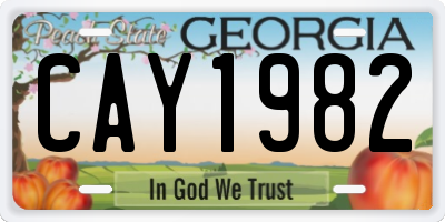 GA license plate CAY1982