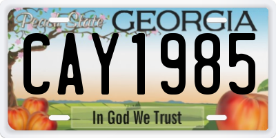 GA license plate CAY1985