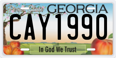 GA license plate CAY1990