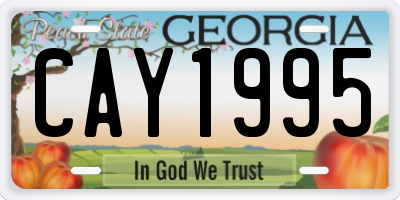 GA license plate CAY1995