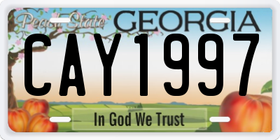 GA license plate CAY1997