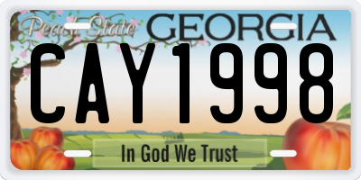 GA license plate CAY1998