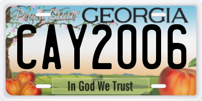 GA license plate CAY2006