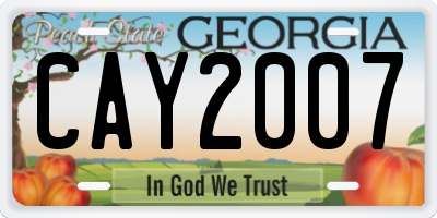 GA license plate CAY2007