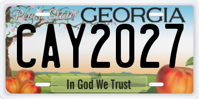 GA license plate CAY2027