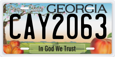 GA license plate CAY2063