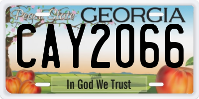 GA license plate CAY2066