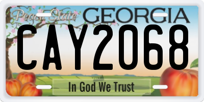 GA license plate CAY2068