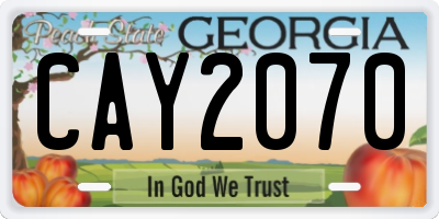 GA license plate CAY2070