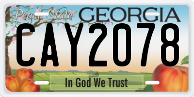 GA license plate CAY2078