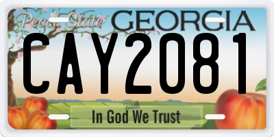 GA license plate CAY2081