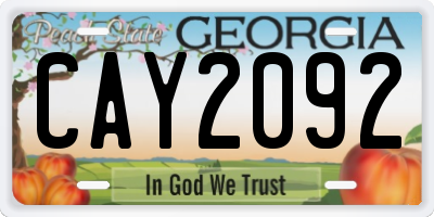 GA license plate CAY2092
