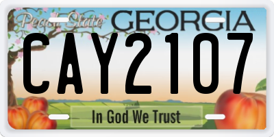 GA license plate CAY2107