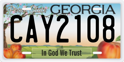 GA license plate CAY2108