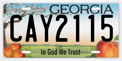 GA license plate CAY2115
