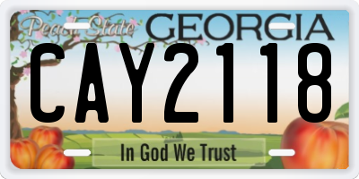 GA license plate CAY2118