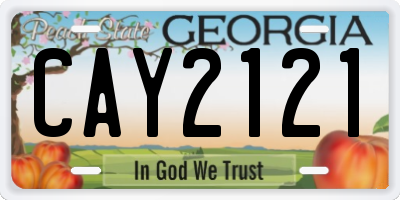 GA license plate CAY2121
